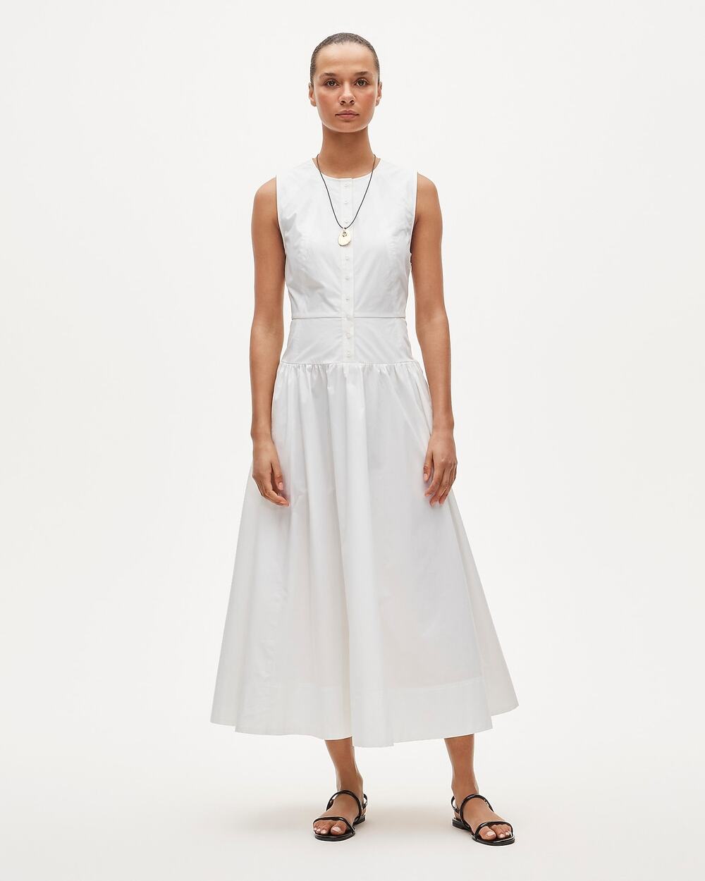 J.Crew Petite button-front dress in cotton poplin White P10